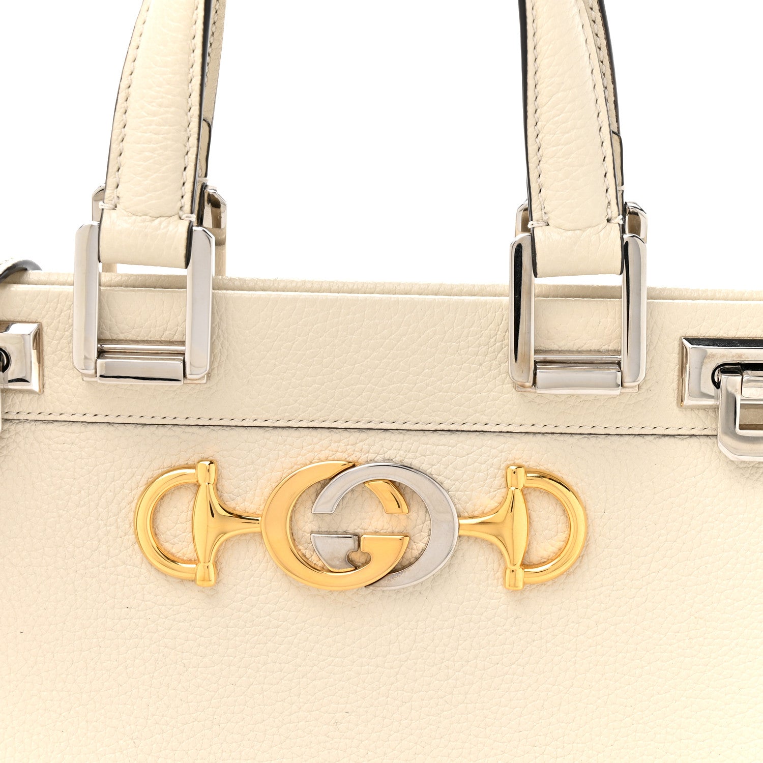 Gucci Grainy Calfskin Small Zumi Top Handle Bag Mystic White 9 of 13