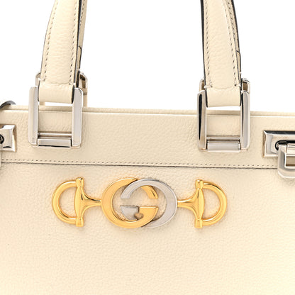 Gucci Grainy Calfskin Small Zumi Top Handle Bag Mystic White 9 of 13