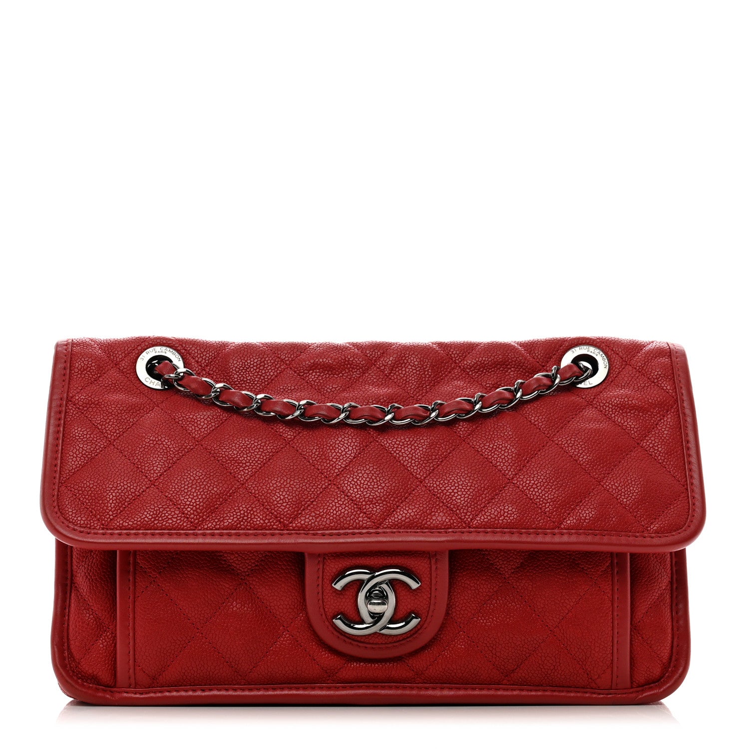 Chanel Caviar Quilted Large French Riviera Flap Red 1 of 12