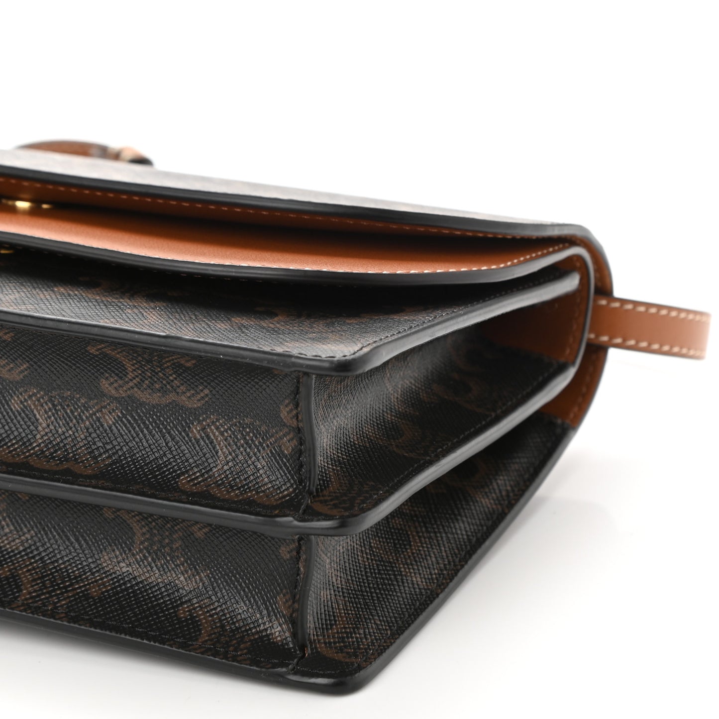 Triomphe Canvas Lambskin Wallet On Strap Tan