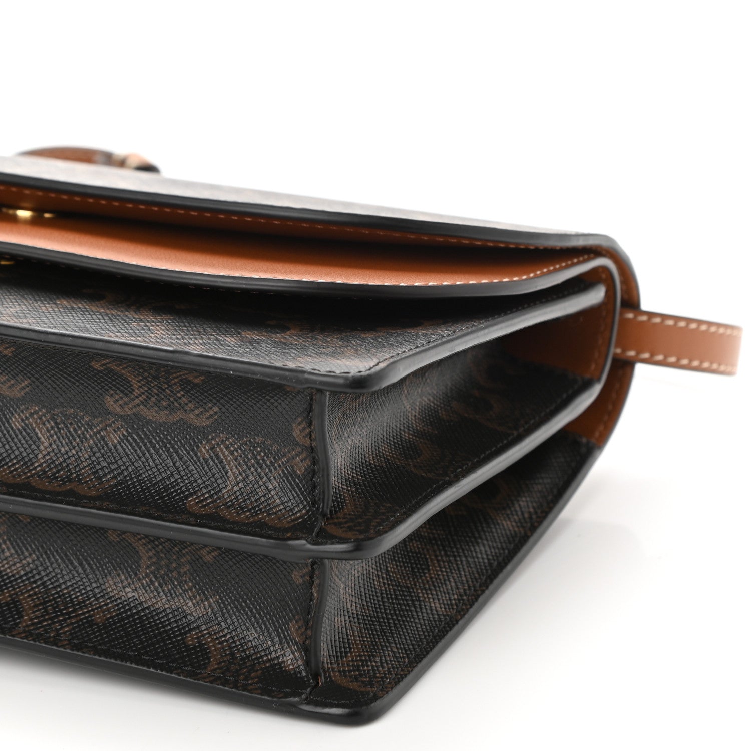 Celine Triomphe Canvas Lambskin Wallet On Strap Tan 10 of 10