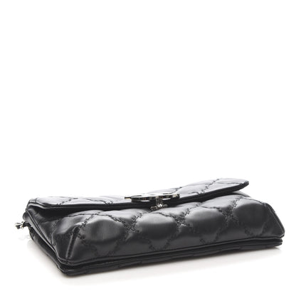 Chanel Calfskin Quilted Double Stitch Hamptons Clutch with Chain Black 4 of 10