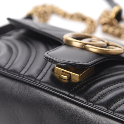 Gucci Calfskin Matelasse Mini GG Marmont Shoulder Bag Black 13 of 14
