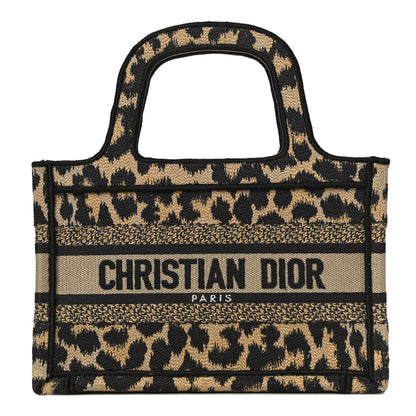 Christian Dior Canvas Mizza Embroidered Mini Leopard Book Tote Beige 1 of 9