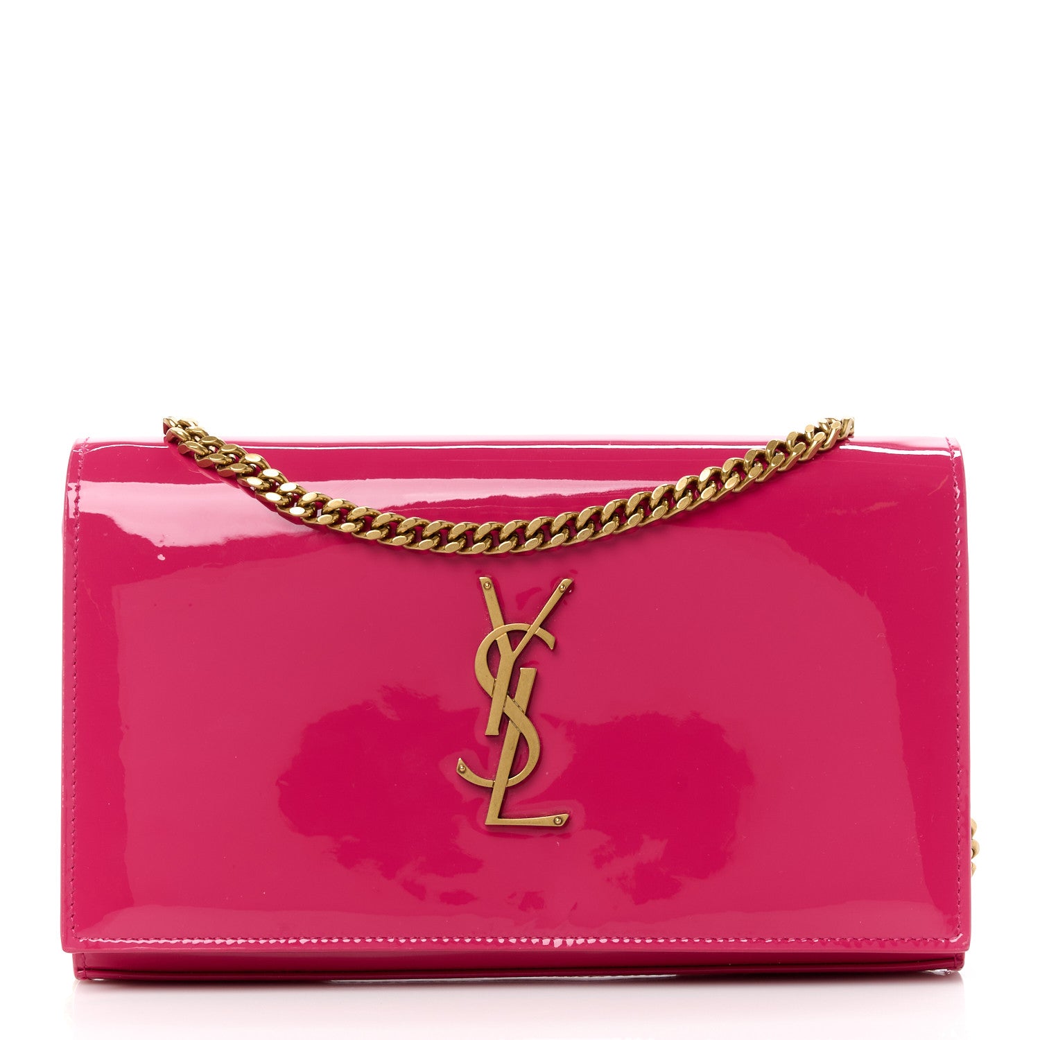 Saint Laurent Patent Calfskin Monogram Kate Wallet On Chain Fresh Fuxia 1 of 9