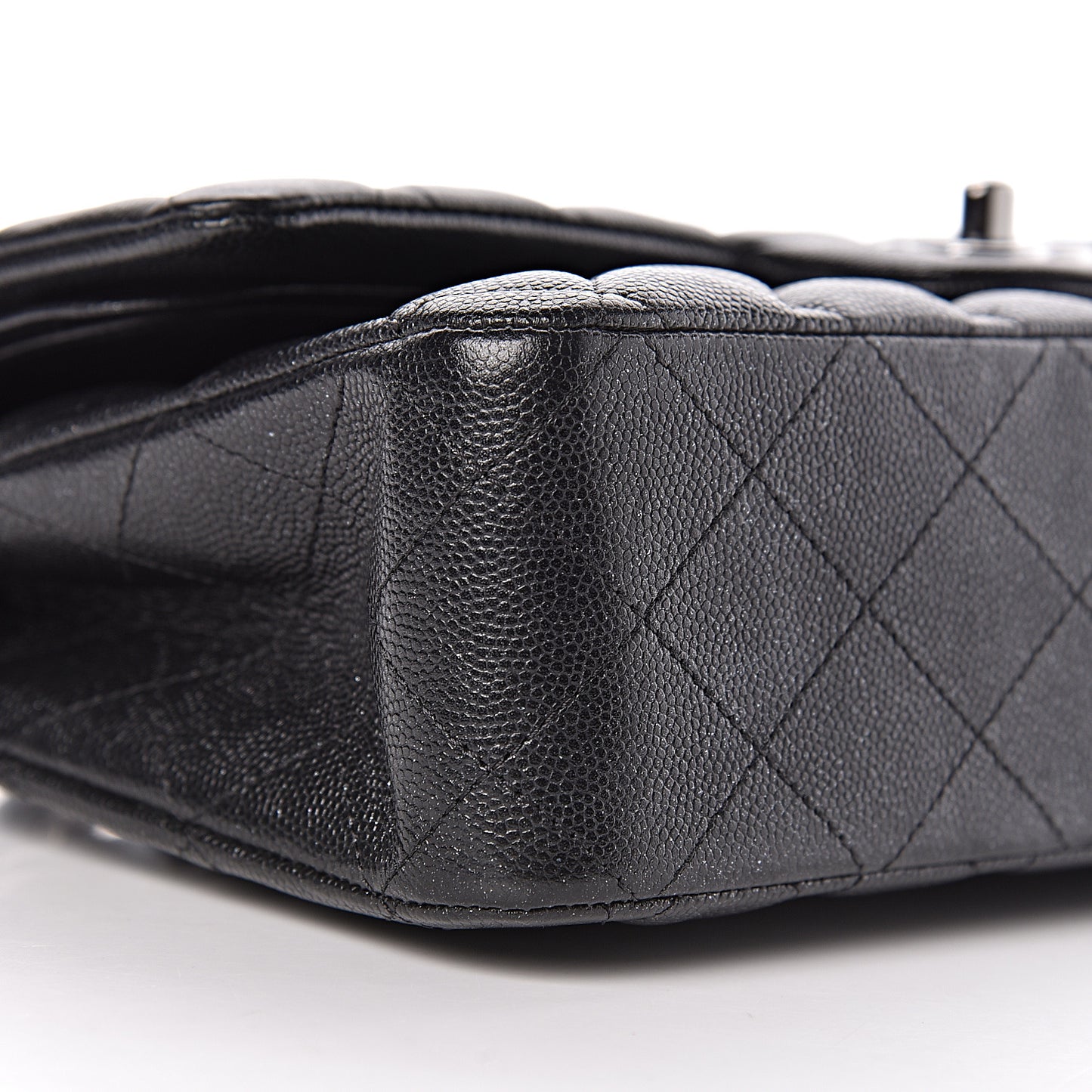 Iridescent Caviar Quilted Medium Double Flap Black