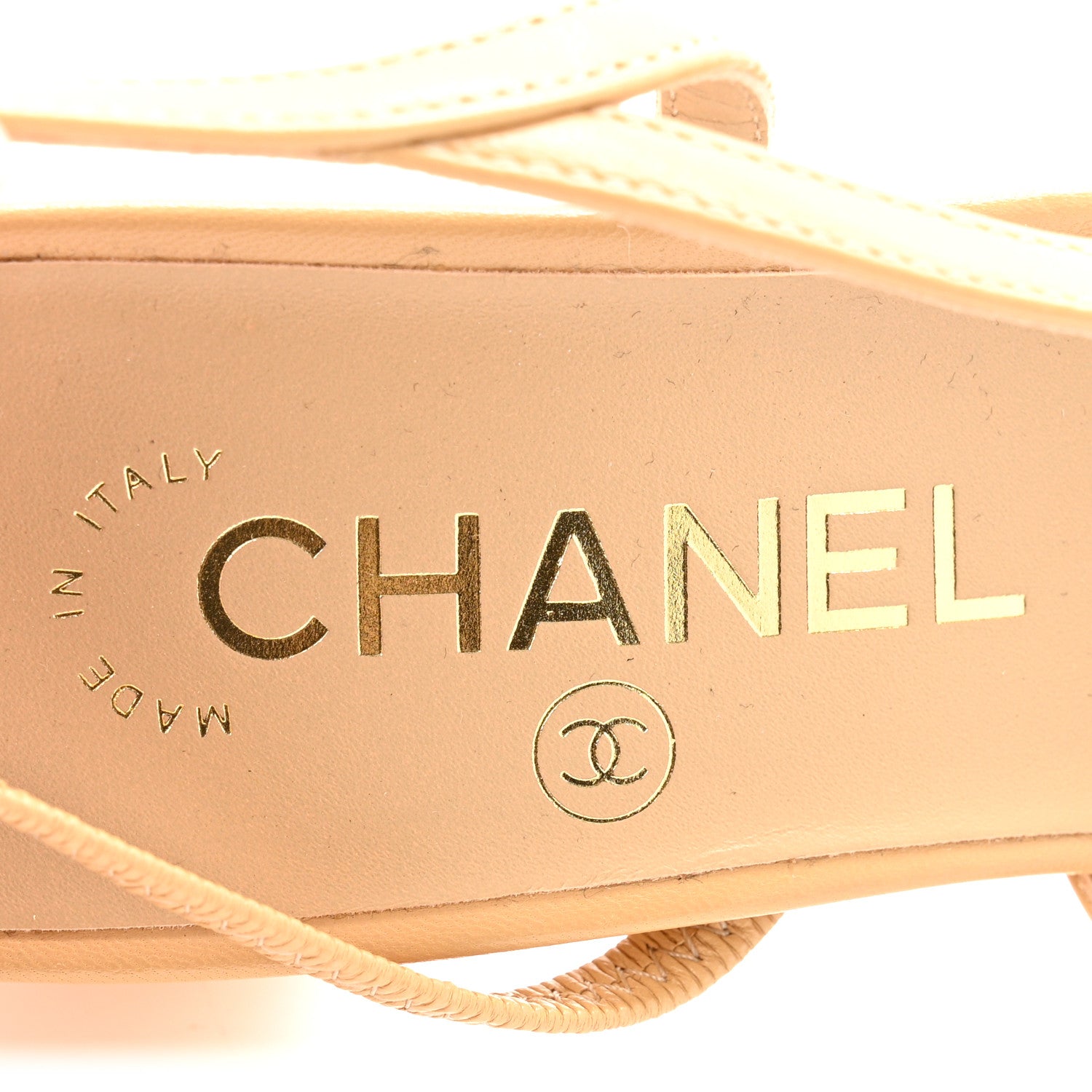 Chanel Goatskin Grosgrain Cap Toe CC Slingback Pumps 36.5 Beige Black 7 of 10