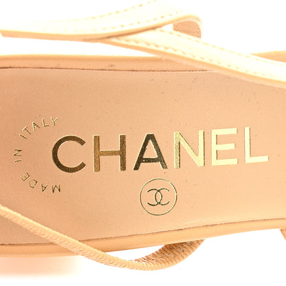 Chanel Goatskin Grosgrain Cap Toe CC Slingback Pumps 36.5 Beige Black 7 of 10