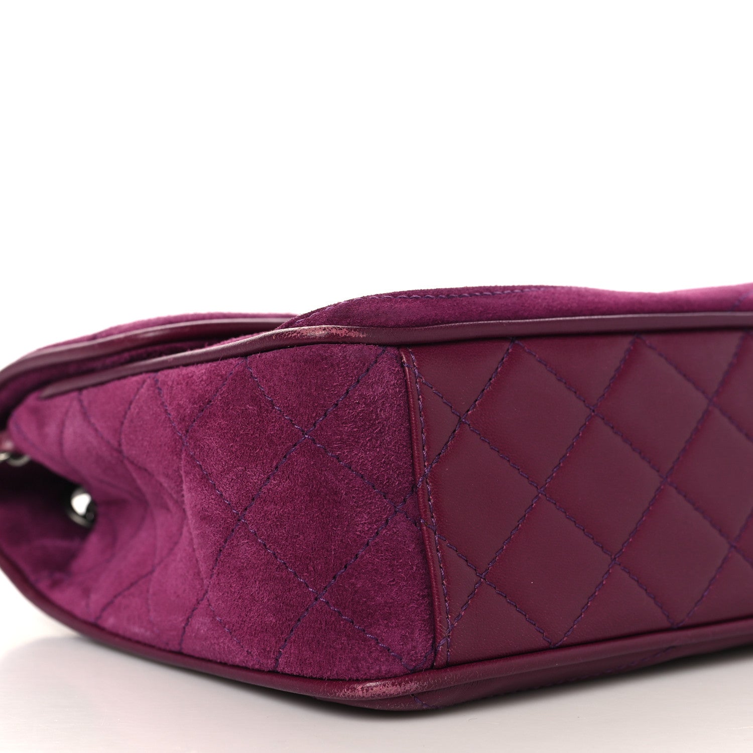 Chanel Suede Lambskin Scallop Quilted Medium Pagoda Flap Purple 9 of 12