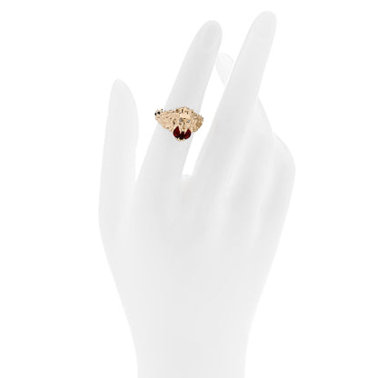 Gucci 18K Yellow Gold Diamond Fire Opal Lion Head Ring 50 5.25 2 of 7