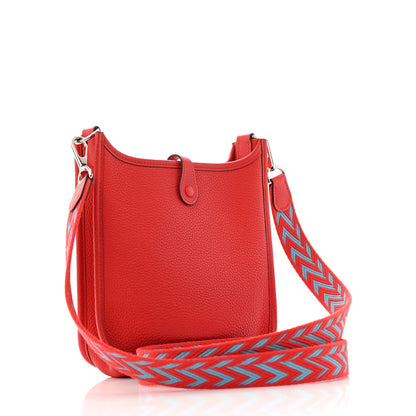 Hermes Taurillon Maurice Zigzag Sangle Evelyne TPM Rouge De Coeur Bleu Du Nord 3 of 12