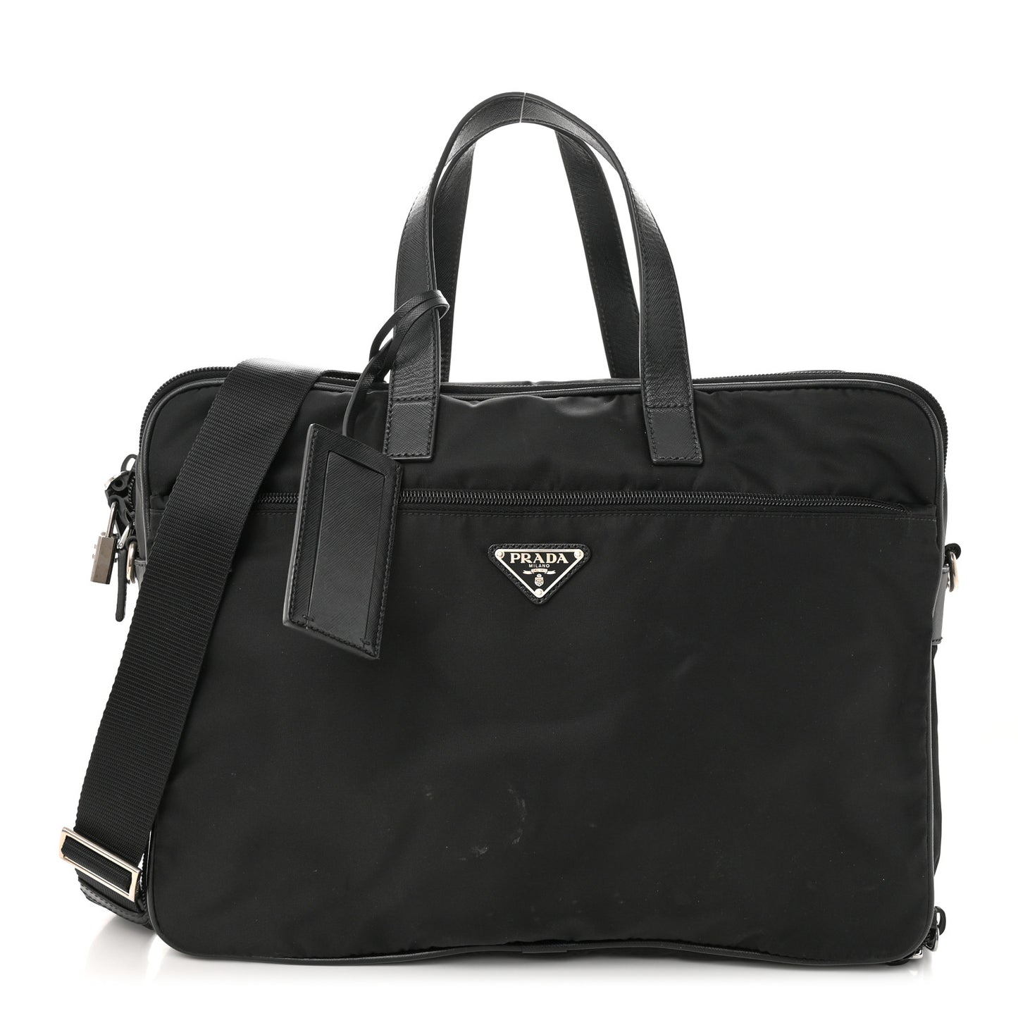 Tessuto Nylon Saffiano Briefcase Black
