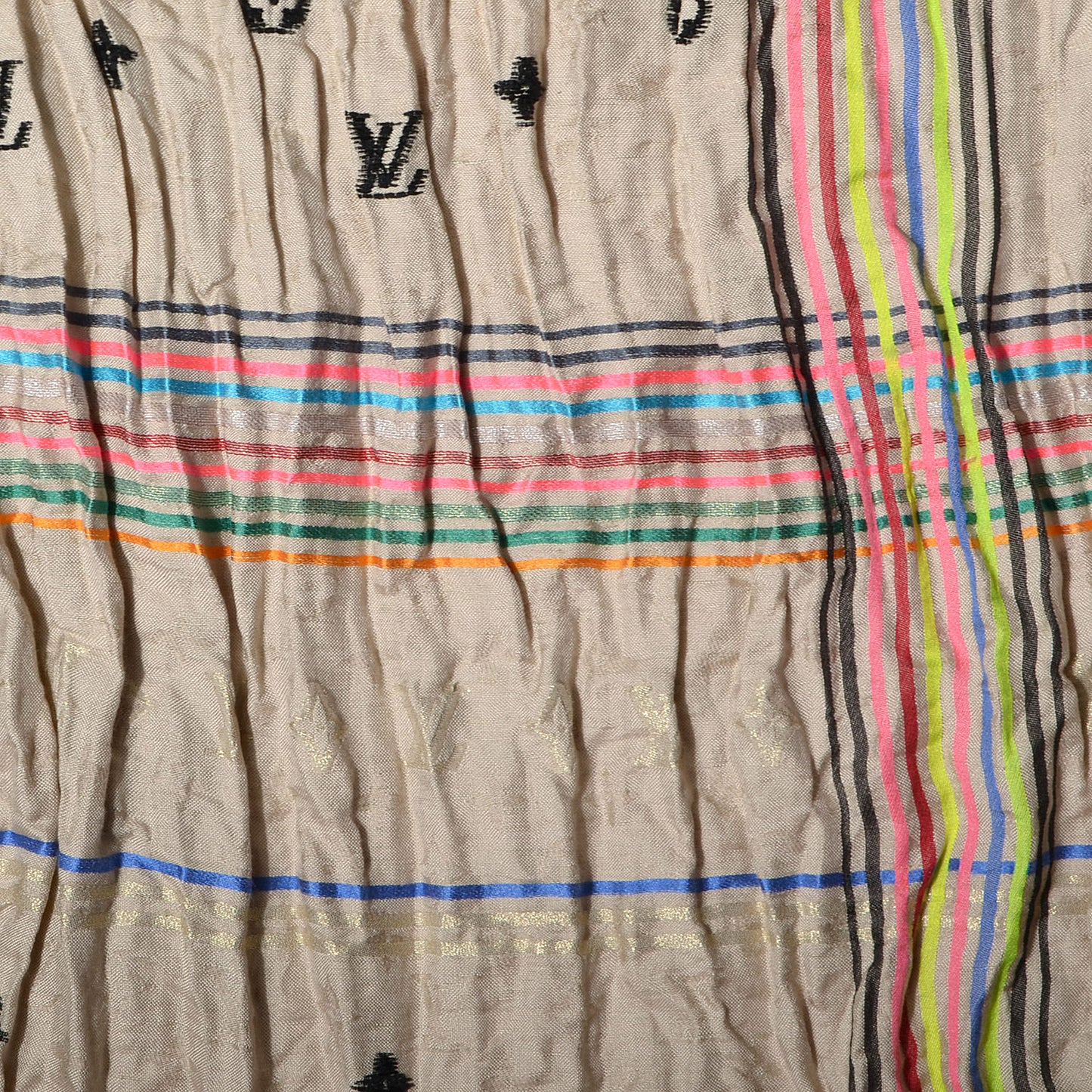 Monogram Silk Linen Cheche Bohemian Scarf