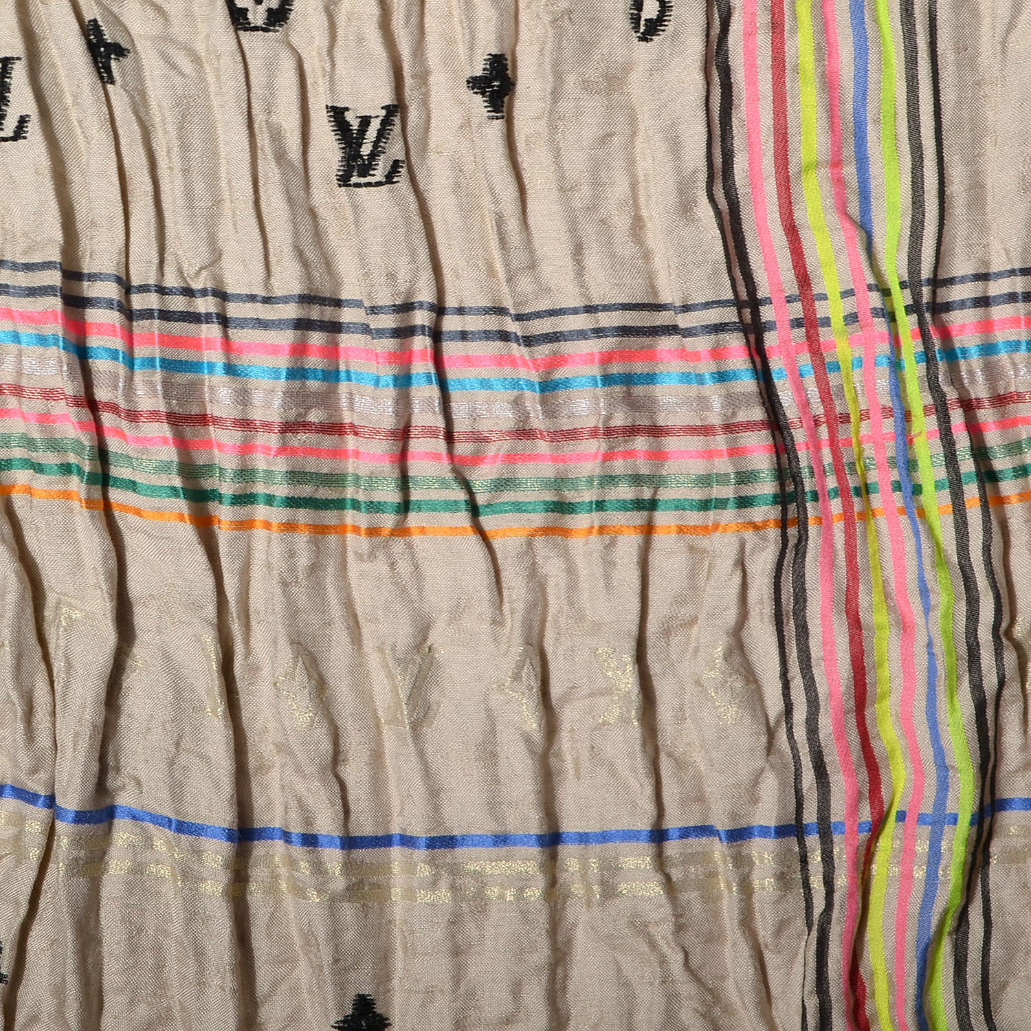 Louis Vuitton Monogram Silk Linen Cheche Bohemian Scarf 2 of 5
