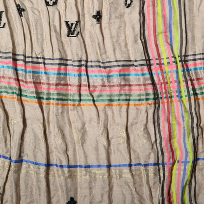 Louis Vuitton Monogram Silk Linen Cheche Bohemian Scarf 2 of 5