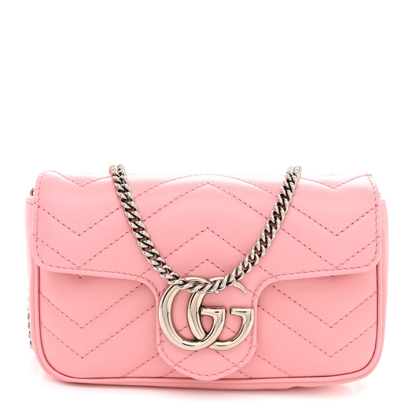 Calfskin Matelasse Super Mini GG Marmont Shoulder Bag Wild Rose Wild Rose
