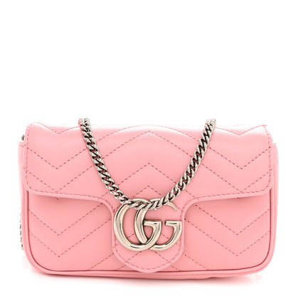Gucci Calfskin Matelasse Super Mini GG Marmont Shoulder Bag Wild Rose Wild Rose 1 of 11