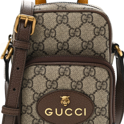 Gucci GG Supreme Monogram Mini Neo Vintage Double Zip Messenger Bag Beige New Acero Crop 8 of 12