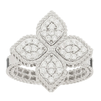 Roberto Coin 18K White Gold Diamond Venetian Princess Flower Ring 53 6.5 1 of 4