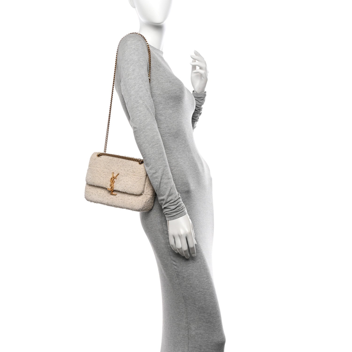 Saint Laurent Boucle Tweed Patchwork Monogram Medium Jamie Baguette Craie 2 of 13