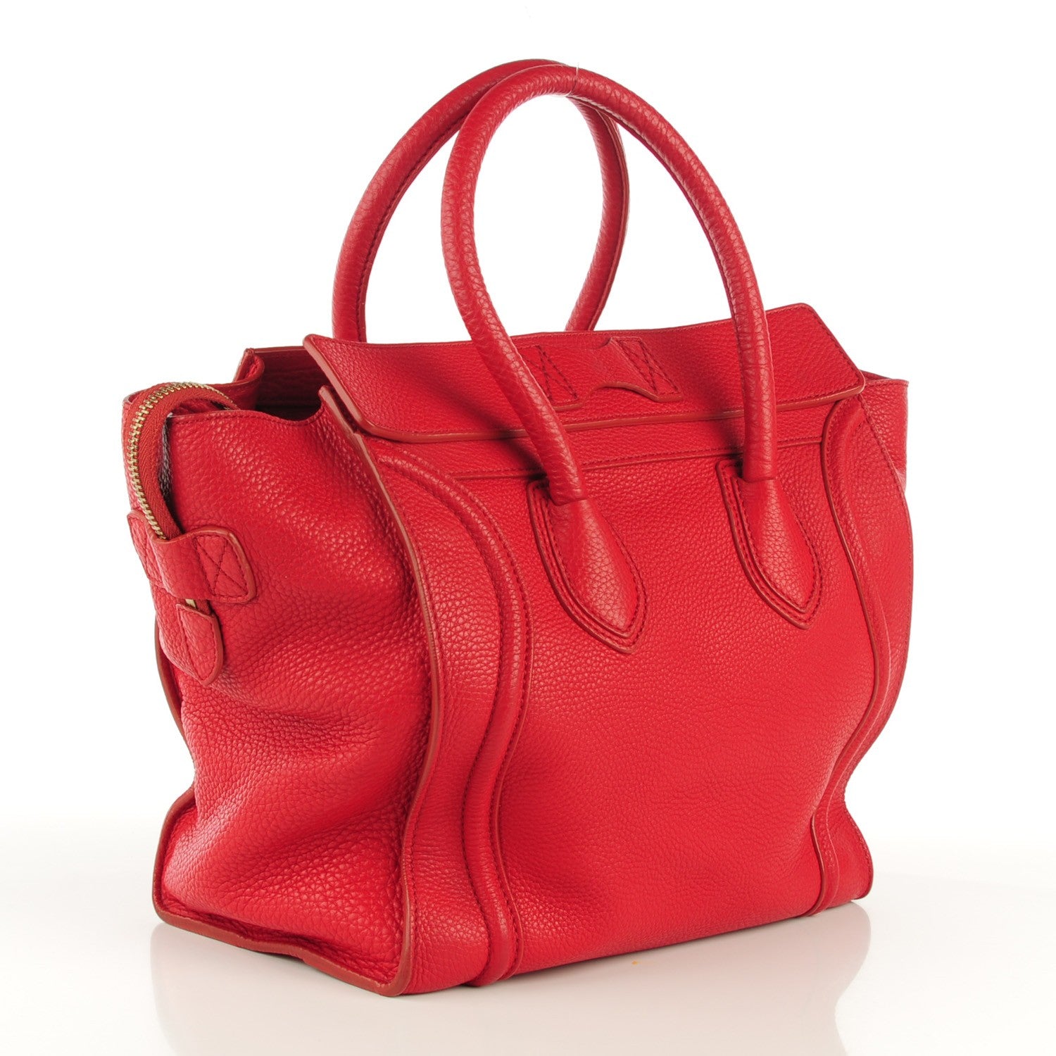 Celine Pebbled Calfskin Mini Luggage Red 3 of 9