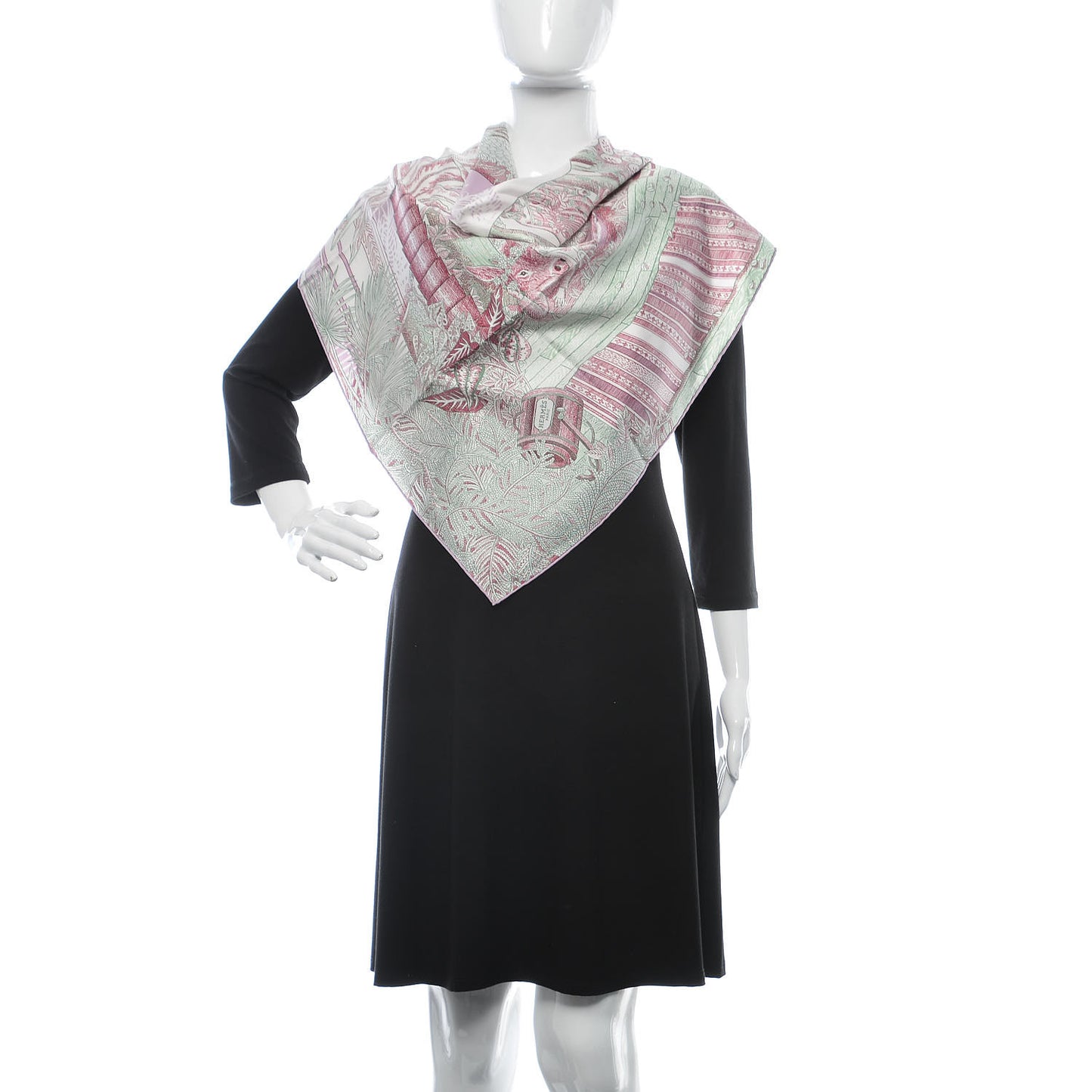 Silk Acte III Scene I La Clairiere Scarf 90 Blanc Mauve Vert
