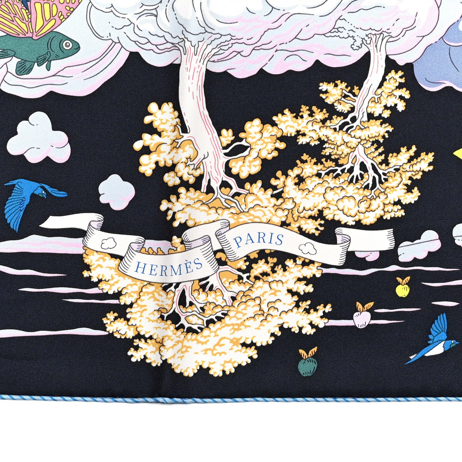 Hermes Silk Sur Mon Nuage Scarf 90 Bleu Black Mauve Multicolor 2 of 5