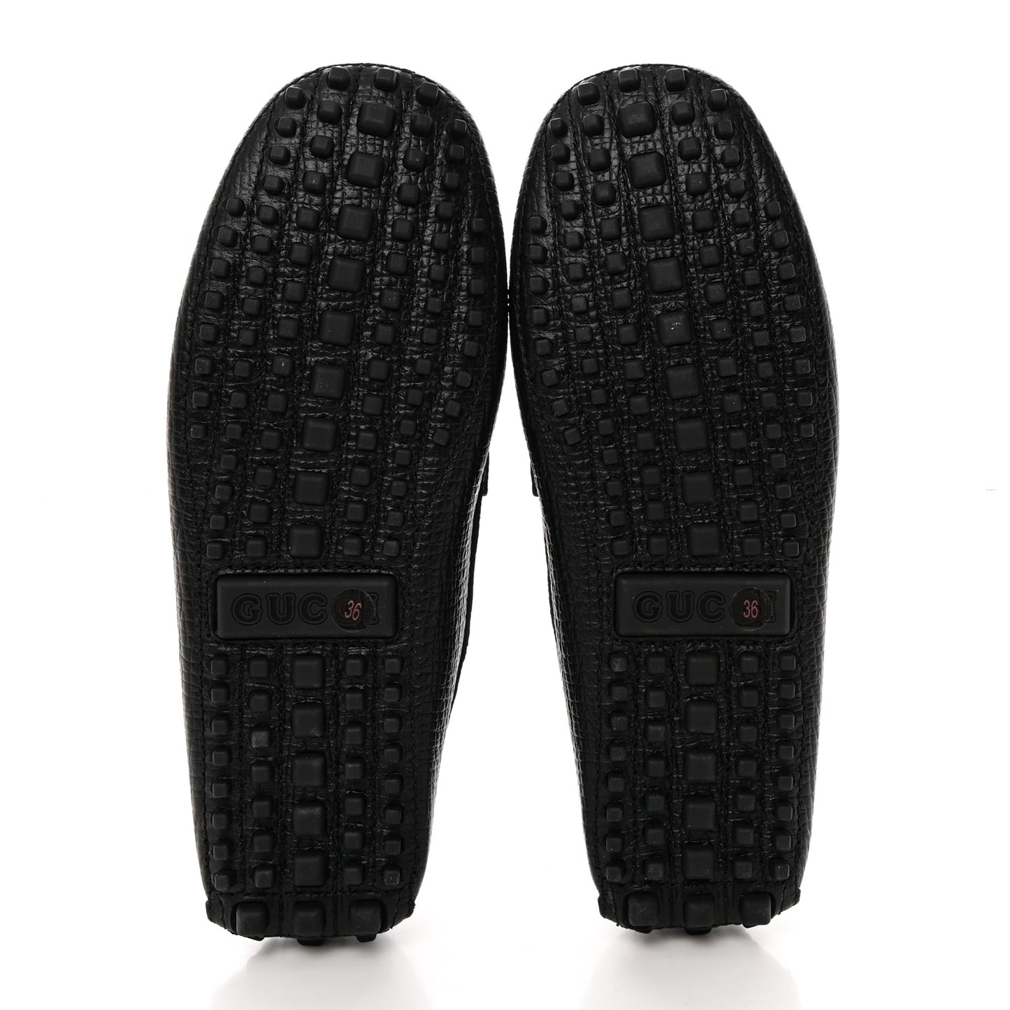 Textured Calfskin Womens Horsebit Loafers 36 Black