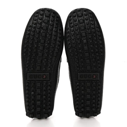 Gucci Textured Calfskin Womens Horsebit Loafers 36 Black 6 of 14