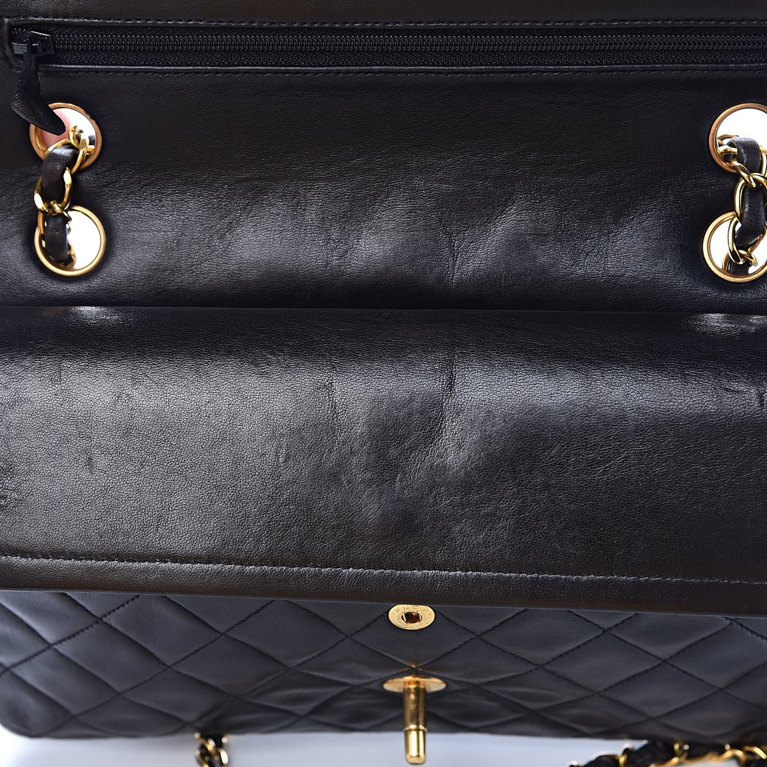 Chanel Lambskin Quilted Medium Double Flap Black 15 of 18