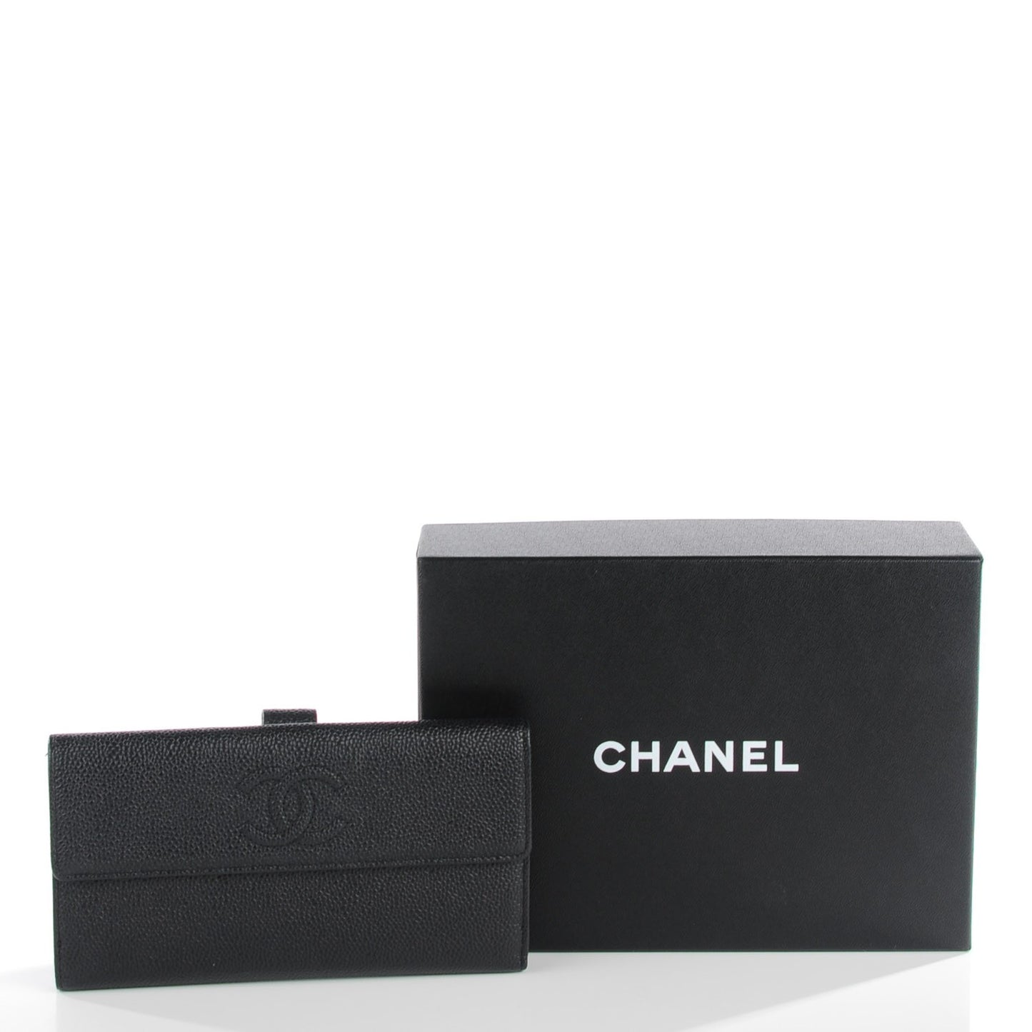 Caviar CC Long Flap Wallet Black
