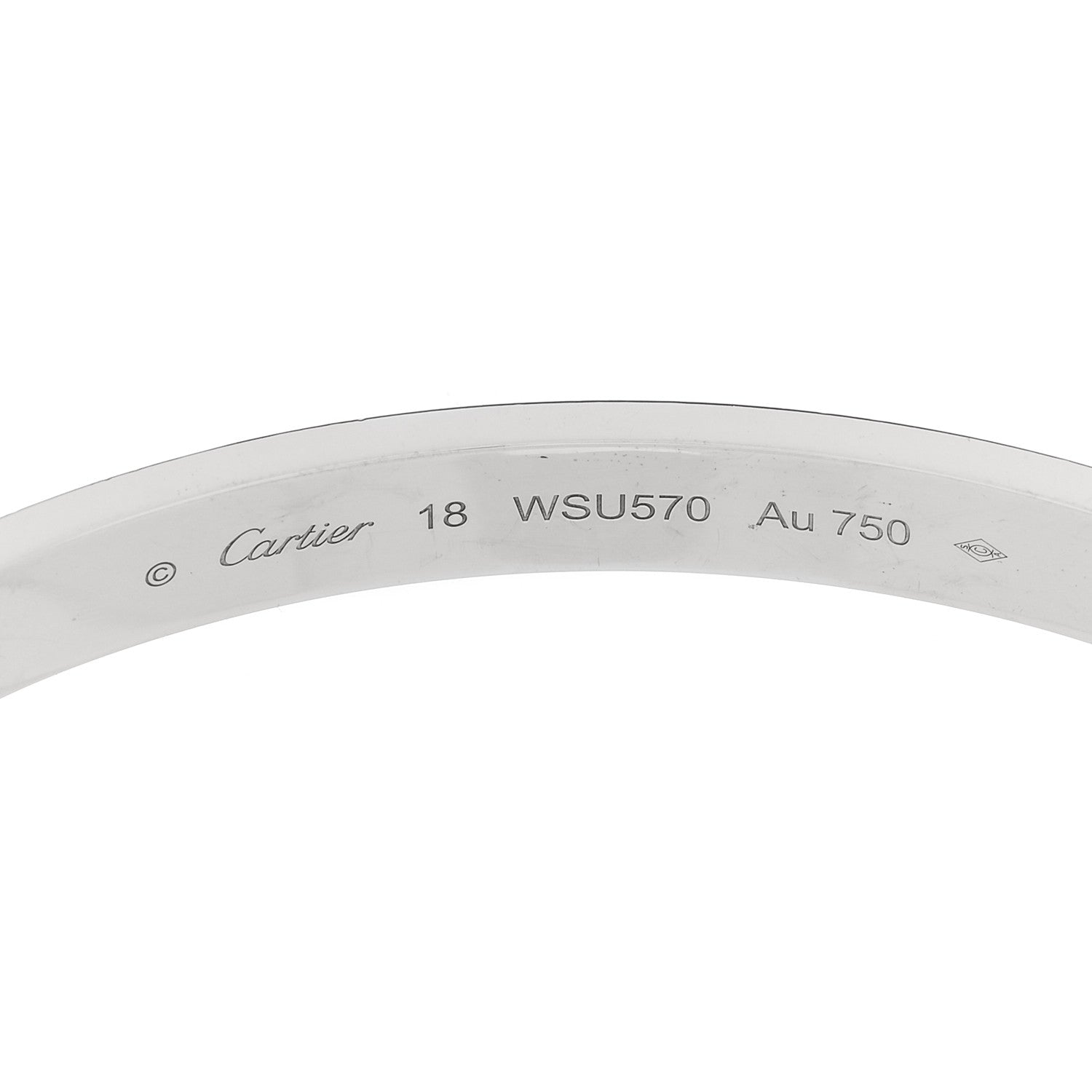 Cartier 18K White Gold Brushed Finish LOVE Bracelet 18 6 of 9