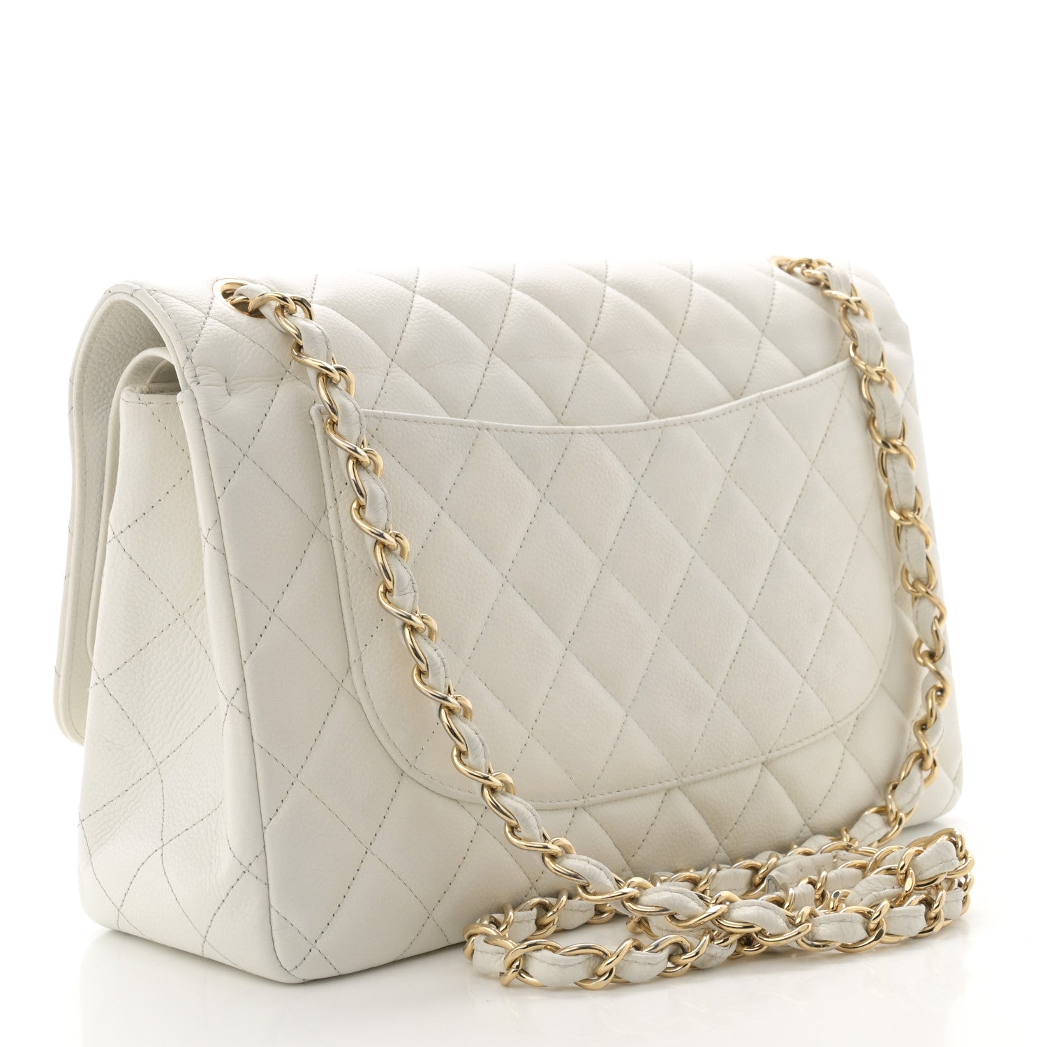 Chanel Caviar Quilted Jumbo Double Flap White 3 of 13