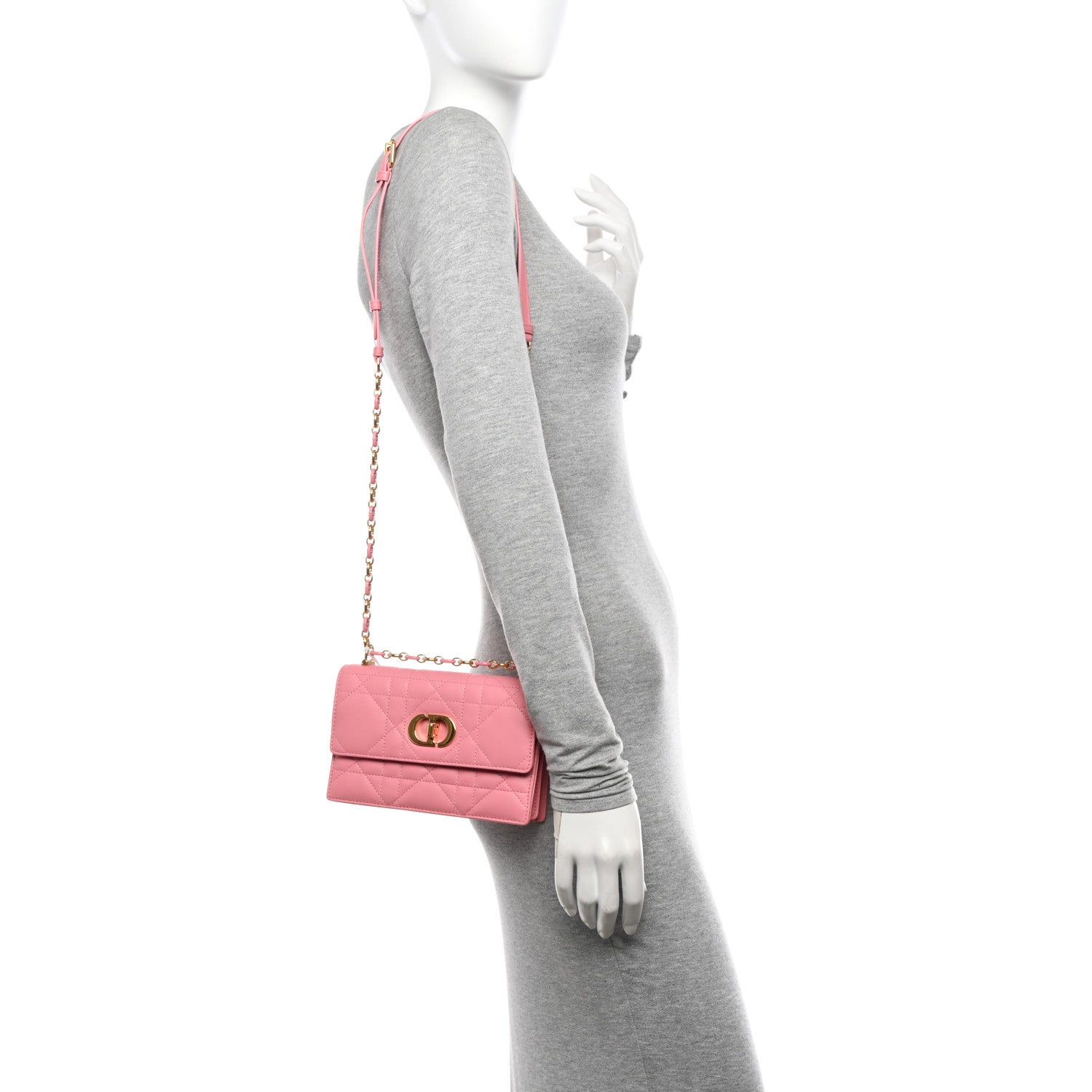 Christian Dior Lambskin Macrocannage Mini Miss Caro Bag Pink 2 of 11