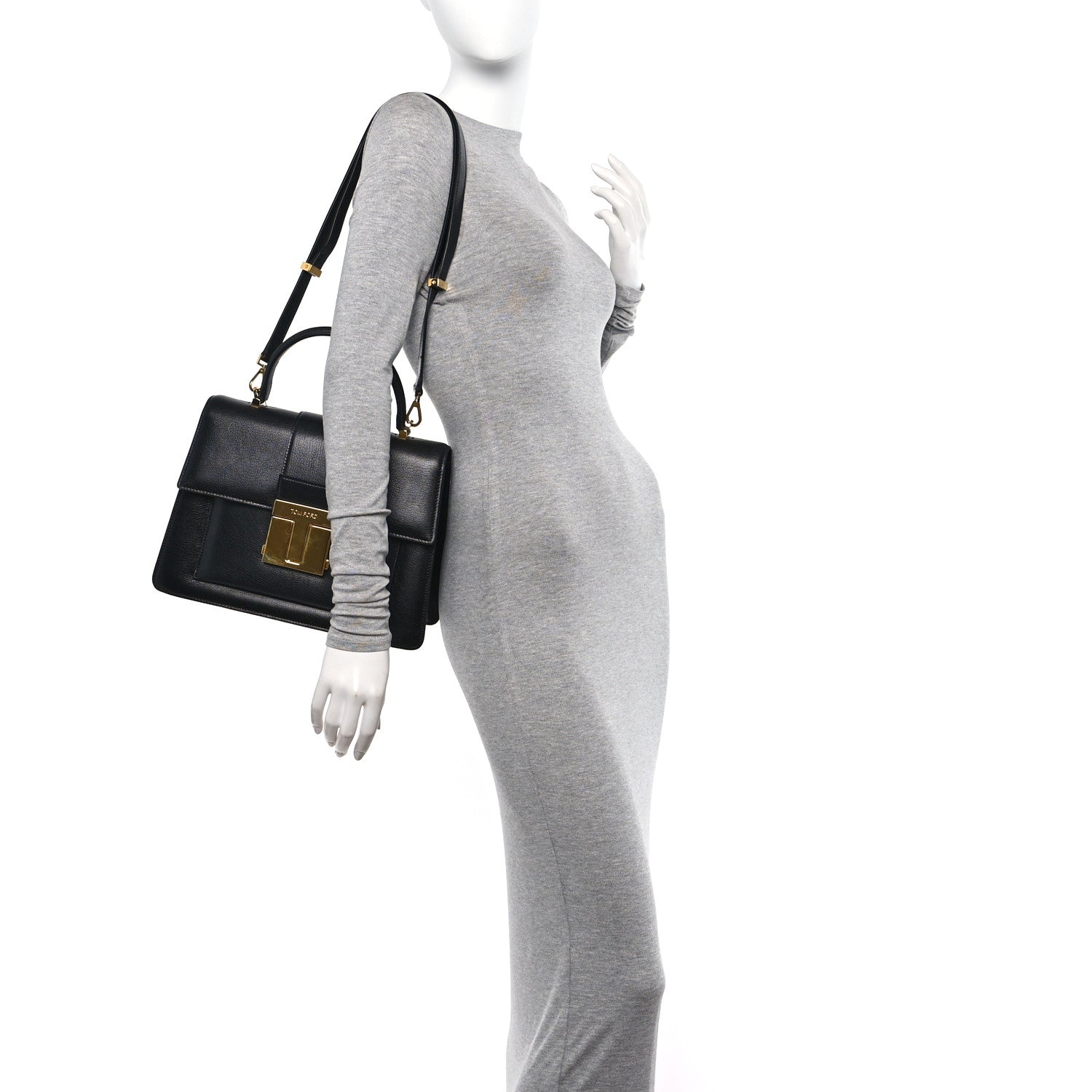 Tom Ford Shiny Goatskin Top Handle Day Bag Black 2 of 9