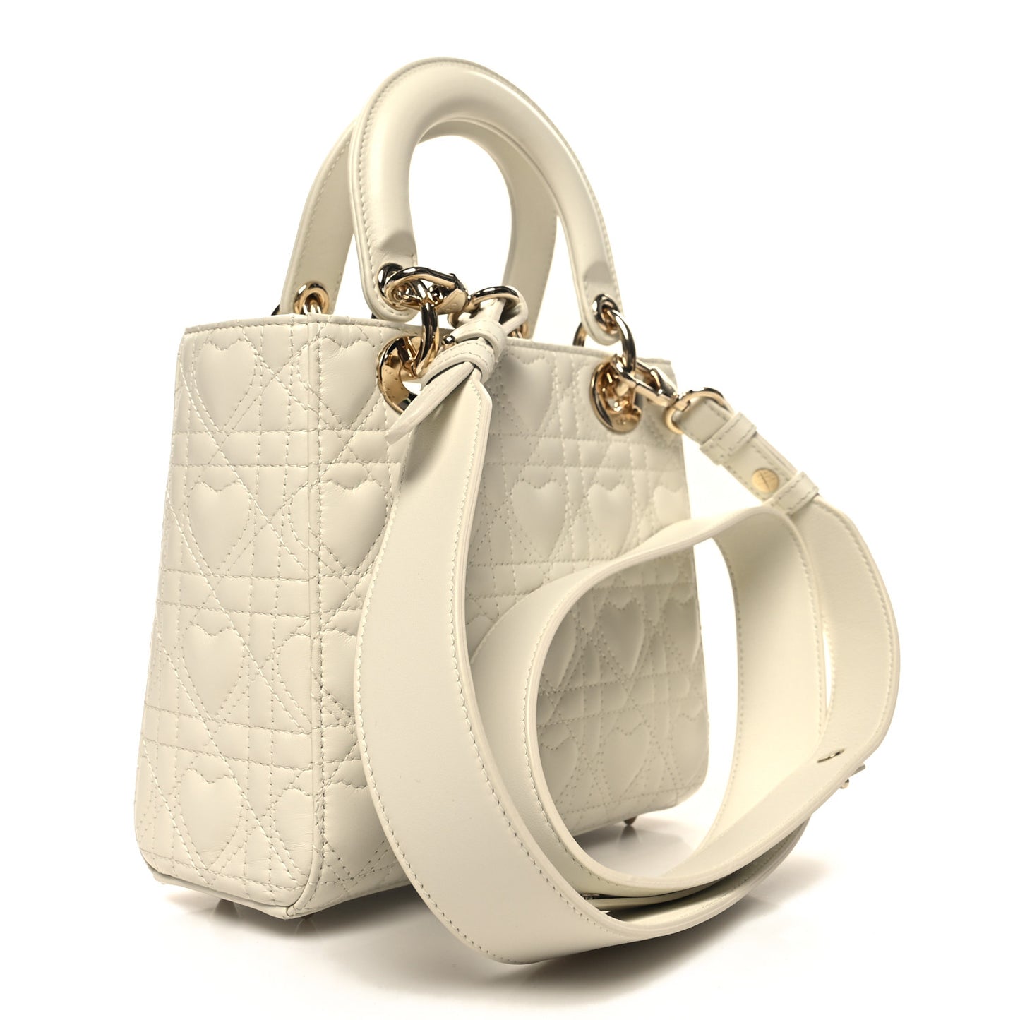 Lambskin Cannage Dioramour Heart Small Lady Dior White Red