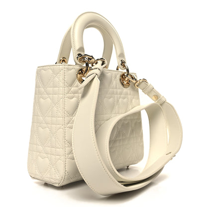 Christian Dior Lambskin Cannage Dioramour Heart Small Lady Dior White Red 3 of 10