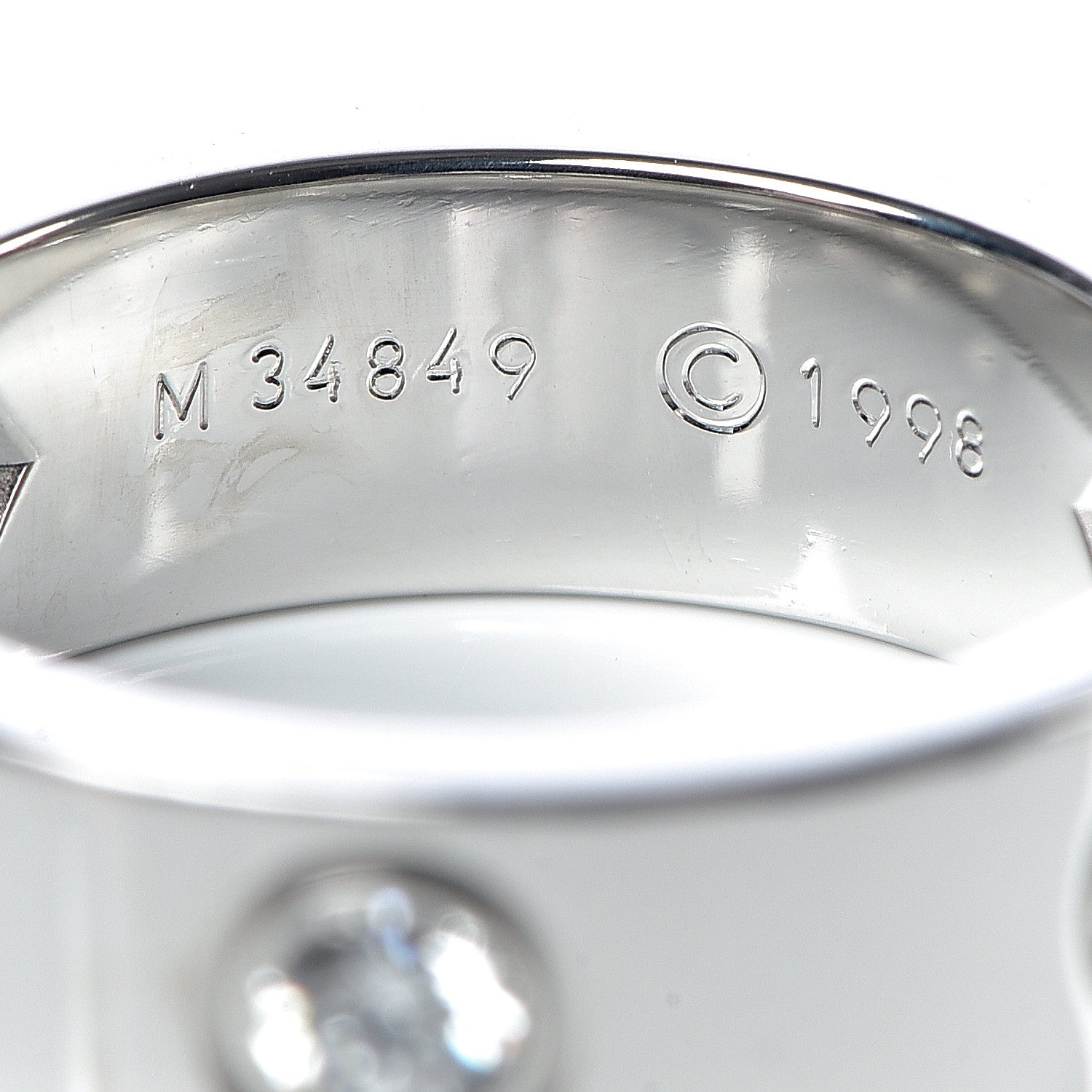 Cartier 18K White Gold 3 Diamond 5.5mm LOVE Ring 47 4 4 of 7