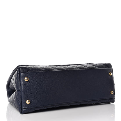 Chanel Caviar Elaphe Quilted Small Coco Handle Flap Navy 4 of 16