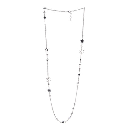 Chanel Resin Pearl Star CC Necklace Grey Silver 3 of 5