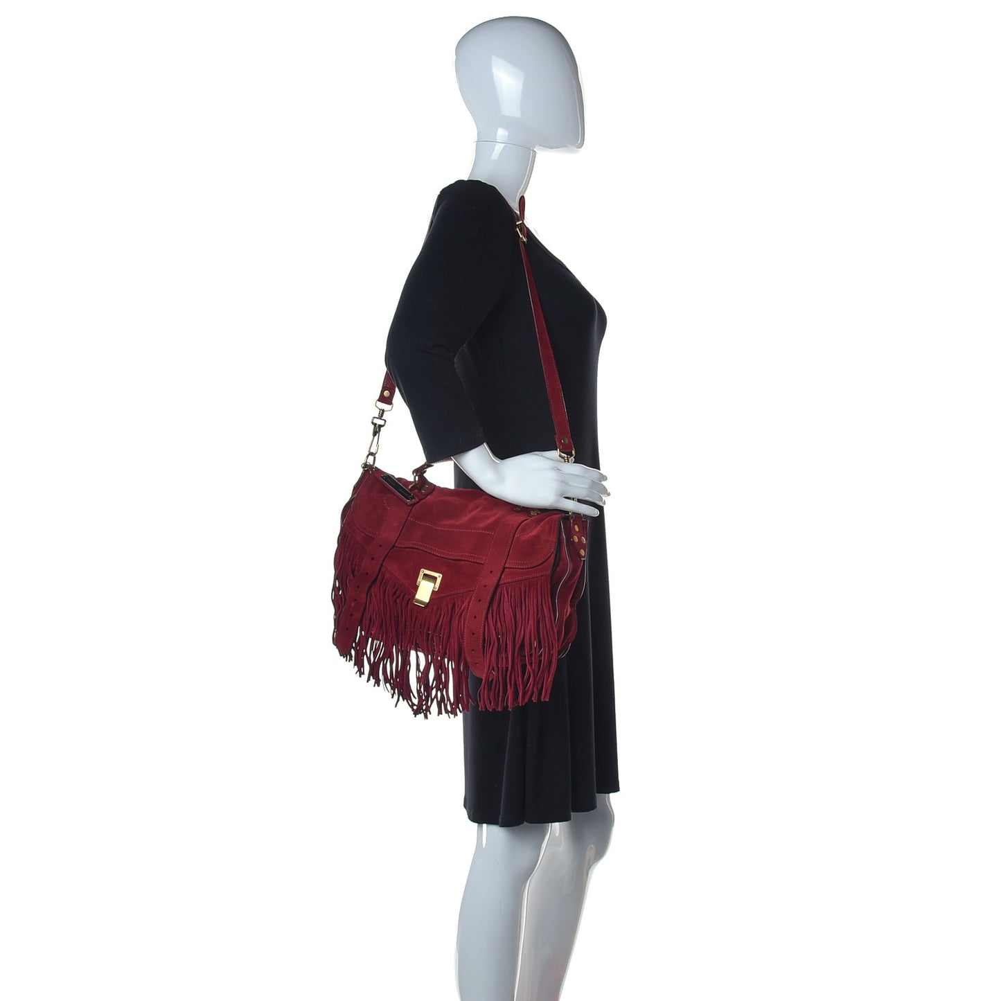 Suede Fringe Medium PS1 Satchel Red