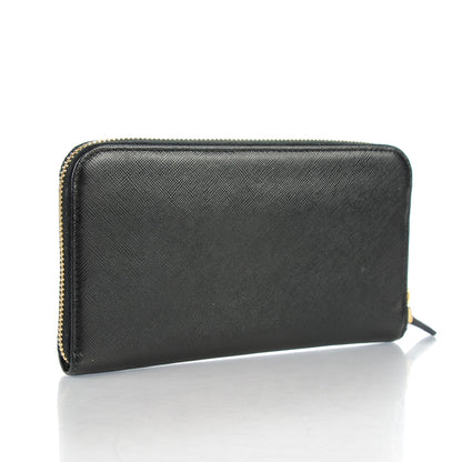 Prada Saffiano Triangle Zip Around Wallet Nero Black 3 of 7