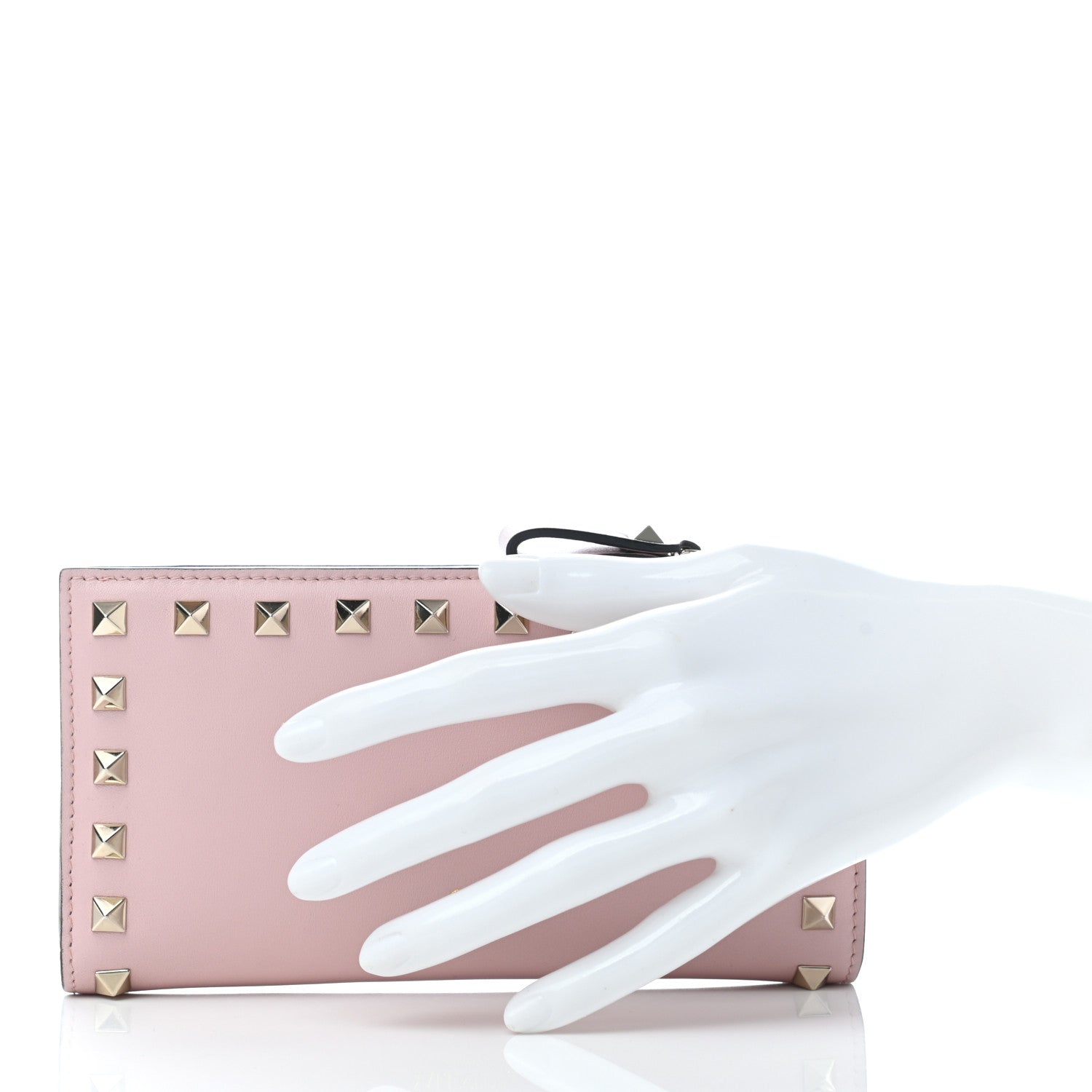 Valentino Garavani Calfskin Rockstud Continental Wallet Water Rose 2 of 7