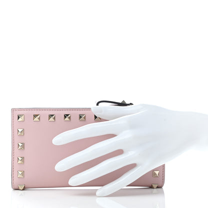 Valentino Garavani Calfskin Rockstud Continental Wallet Water Rose 2 of 7
