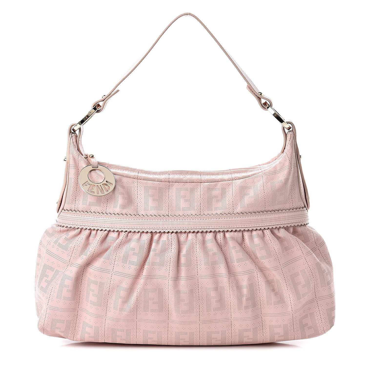 Fendi Calfskin Perforated Chef Hobo Pink 1 of 12