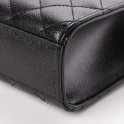 Saint Laurent Grain De Poudre Textured Mixed Matelasse Triquilt Medium Monogram Satchel Black 10 of 10