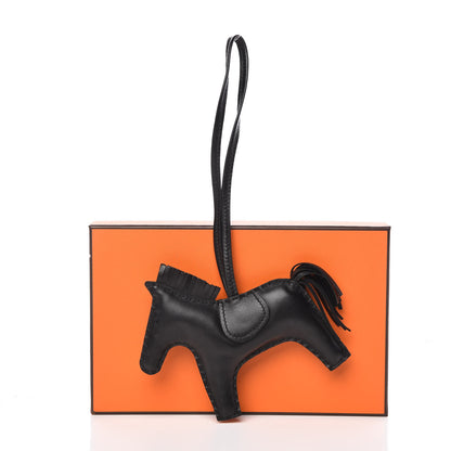 Hermes Milo Lambskin Grigri Rodeo Horse Bag Charm MM So Black 5 of 5