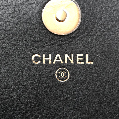 Chanel Calfskin Quilted Front Logo Enchained Clutch Black 6 of 10