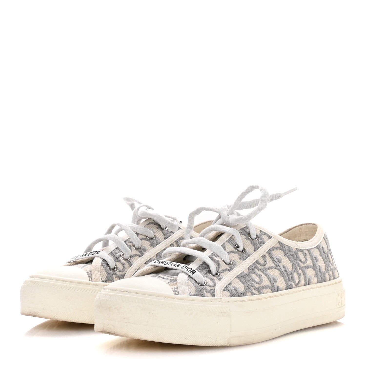 Christian Dior Canvas Oblique Walk'N'Dior Low Top Sneakers 37 Grey
