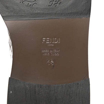 Fendi Calfskin Crocodile Embossed Karligraphy Logo Riding Boots 39 Maya 6 of 12